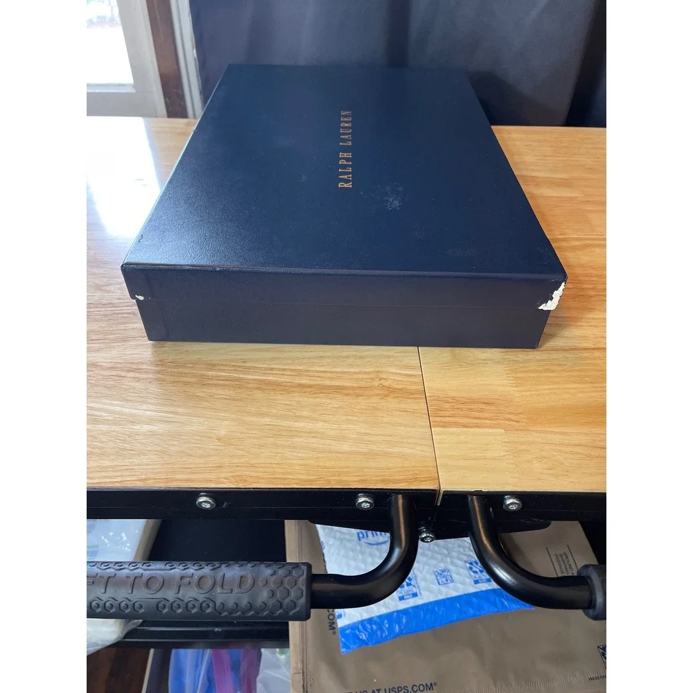 Ralph Lauren Navy Blue Gold‎ Foil Logo Large Gift Box Storage 17.5x11.5x3.25